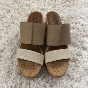 Naturalizer Women's Tan and Cream Wedge Heel Sandals